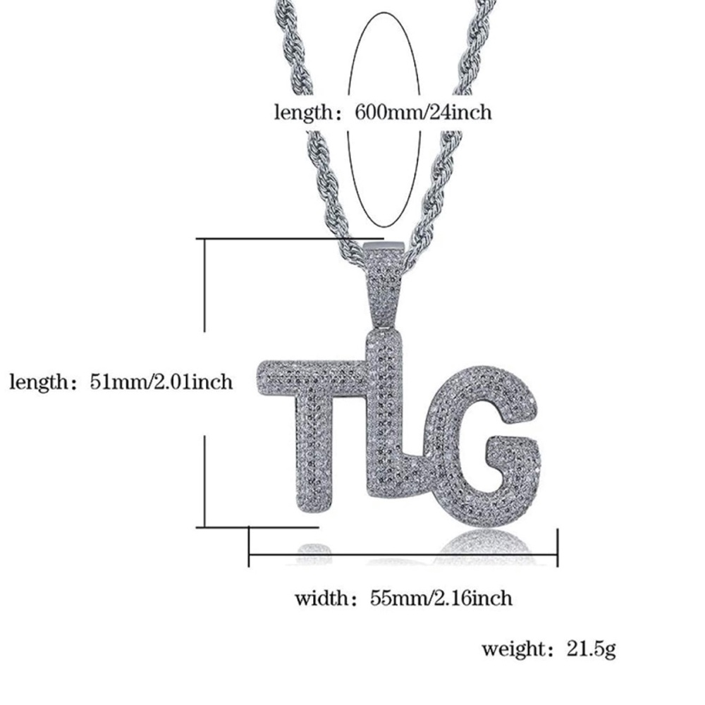 Hip Hop TLG letter Diamond microwaved necklace set